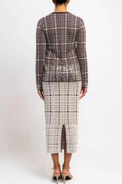 ZANKOV Alina Sequin Check Wool Skirt | Statement Sets | Skirts & Shorts
