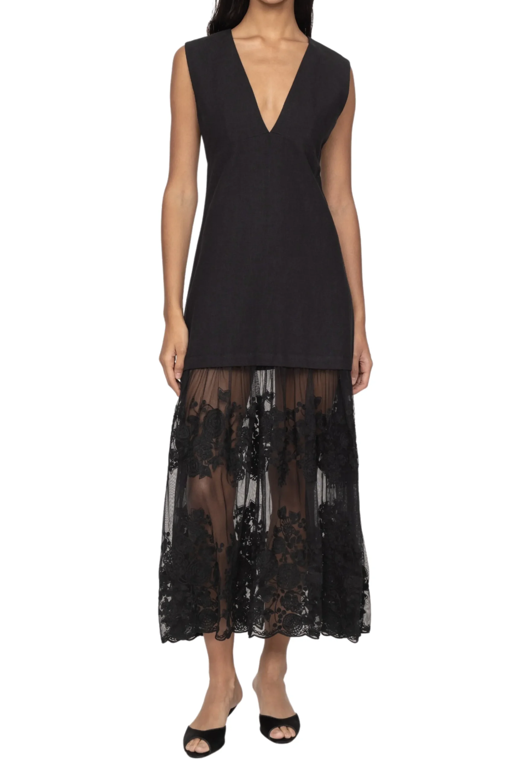 SEA NEW YORK Arielle Lace V-Neck Midi Dress | Midi | Cocktail