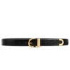 KHAITE Bambi Croc Embossed Leather Belt in Gold Hardware | Belts