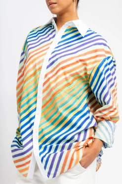 CHRISTOPHER JOHN ROGERS Bias Crayon Stripe Relaxed Shirt | Shirts & Tops