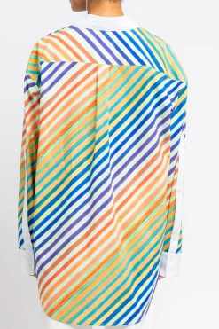 CHRISTOPHER JOHN ROGERS Bias Crayon Stripe Relaxed Shirt | Shirts & Tops