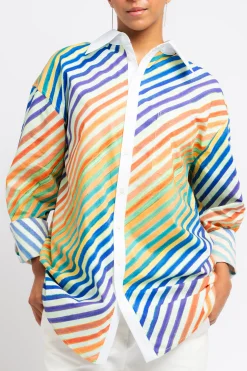 CHRISTOPHER JOHN ROGERS Bias Crayon Stripe Relaxed Shirt | Shirts & Tops
