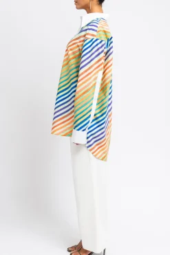 CHRISTOPHER JOHN ROGERS Bias Crayon Stripe Relaxed Shirt | Shirts & Tops