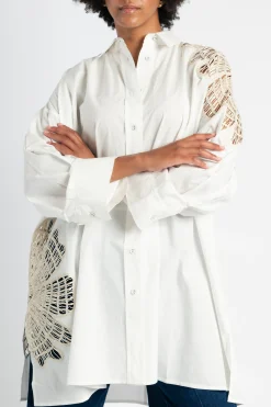 FORTE FORTE Botanical Flower Embroidery Shirt in | Shirts & Tops