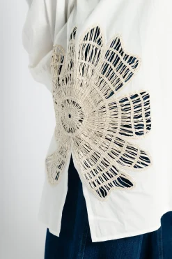 FORTE FORTE Botanical Flower Embroidery Shirt in | Shirts & Tops
