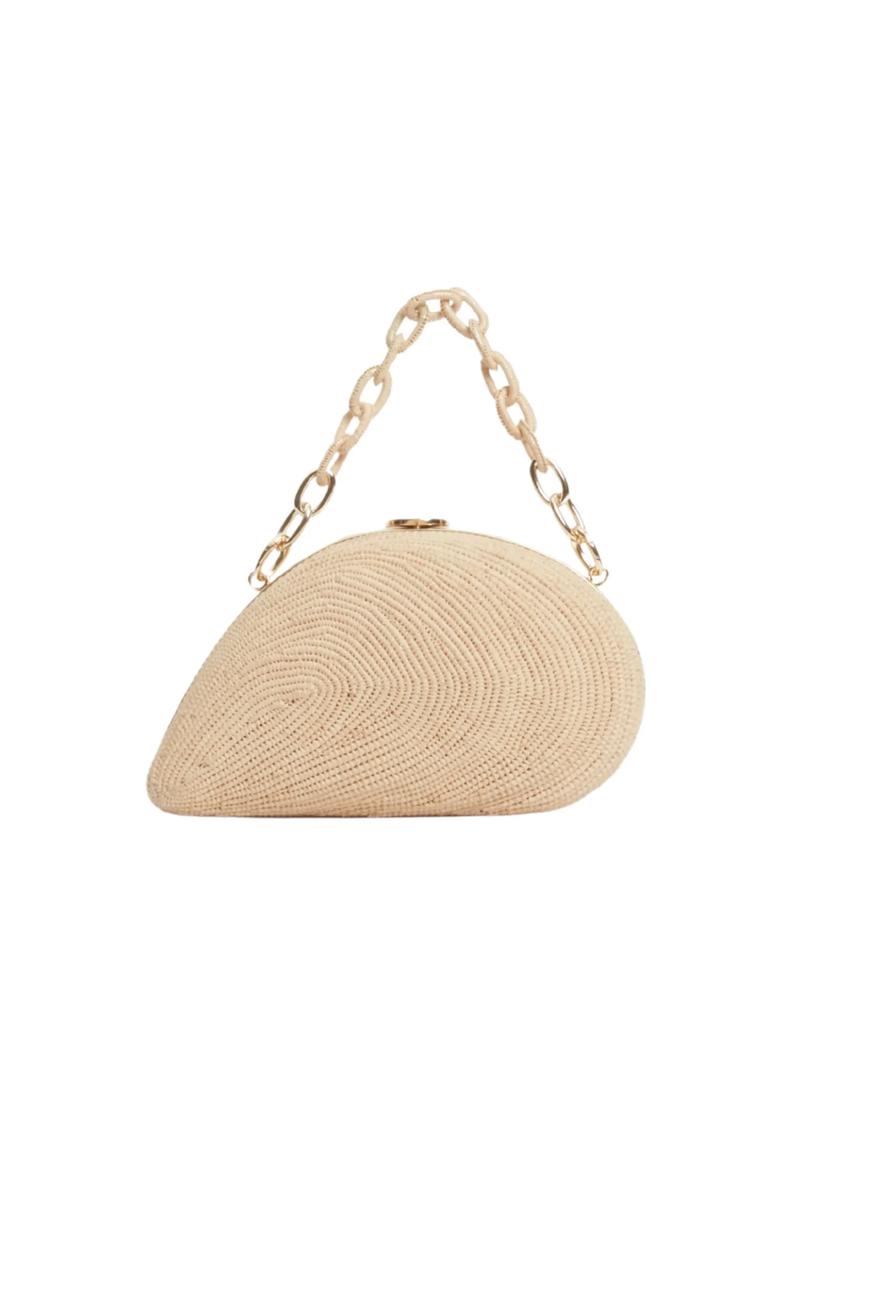 SIMKHAI Bridget Raffia Oyster Shell Clutch | Mini & Crossbody Bags