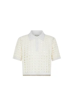 FORTE FORTE Cablé Lux Handmade Crochet Cropped Polo | Shirts & Tops