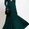 CHRISTOPHER JOHN ROGERS Cold Shoulder Multi-Rib Maxi Dress | Maxi | Black Tie