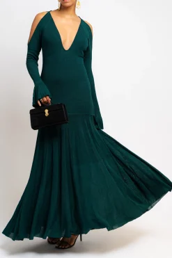 CHRISTOPHER JOHN ROGERS Cold Shoulder Multi-Rib Maxi Dress | Maxi | Black Tie