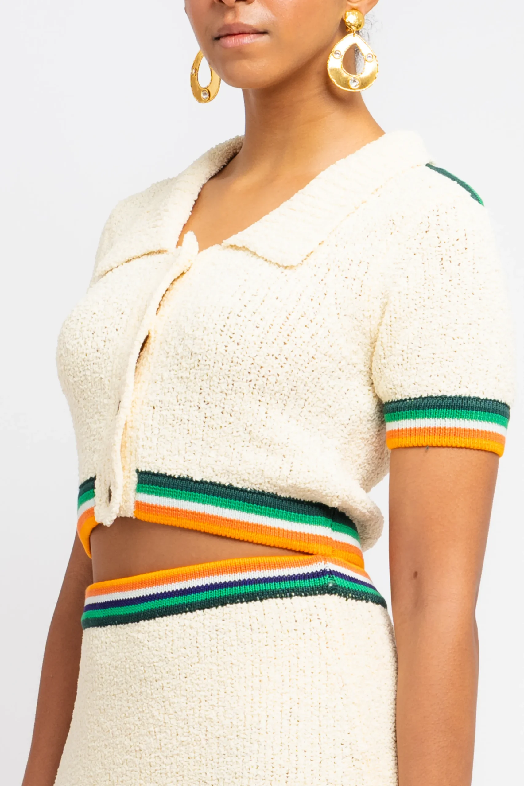 CHRISTOPHER JOHN ROGERS Cropped Boucle虂 Polo | Shirts & Tops | Statement Sets
