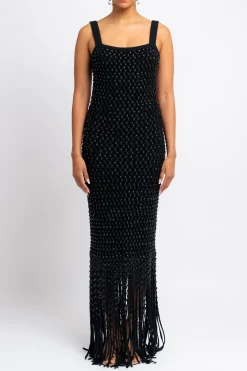 DIOTIMA Crystal Mesh Gala Fringe Gown - | Maxi | Black Tie