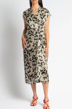 DRIES VAN NOTEN Dilian Satin Surplice Dress | Midi | Cocktail
