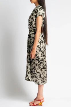 DRIES VAN NOTEN Dilian Satin Surplice Dress | Midi | Cocktail
