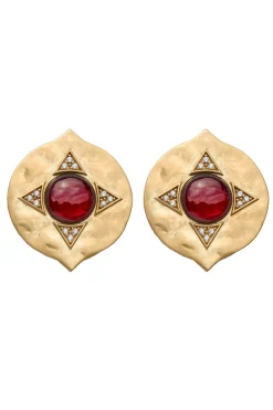 HOUSE OF HARLOW Exclusive The Coin Single Garnet Earring | Earrings