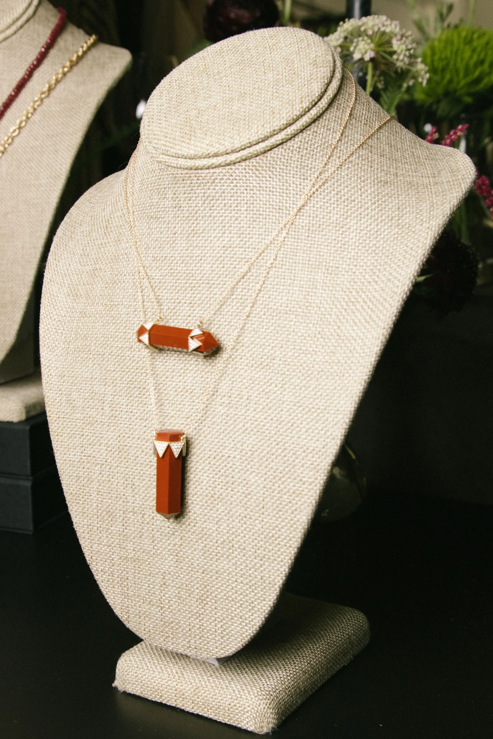 HOUSE OF HARLOW Exclusive Nova Red Jasper Vertical Diamond Crown Necklace | Necklaces