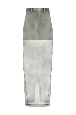 GRACE LING Fog Tailored Silk Midi Skirt | Statement Sets | Skirts & Shorts