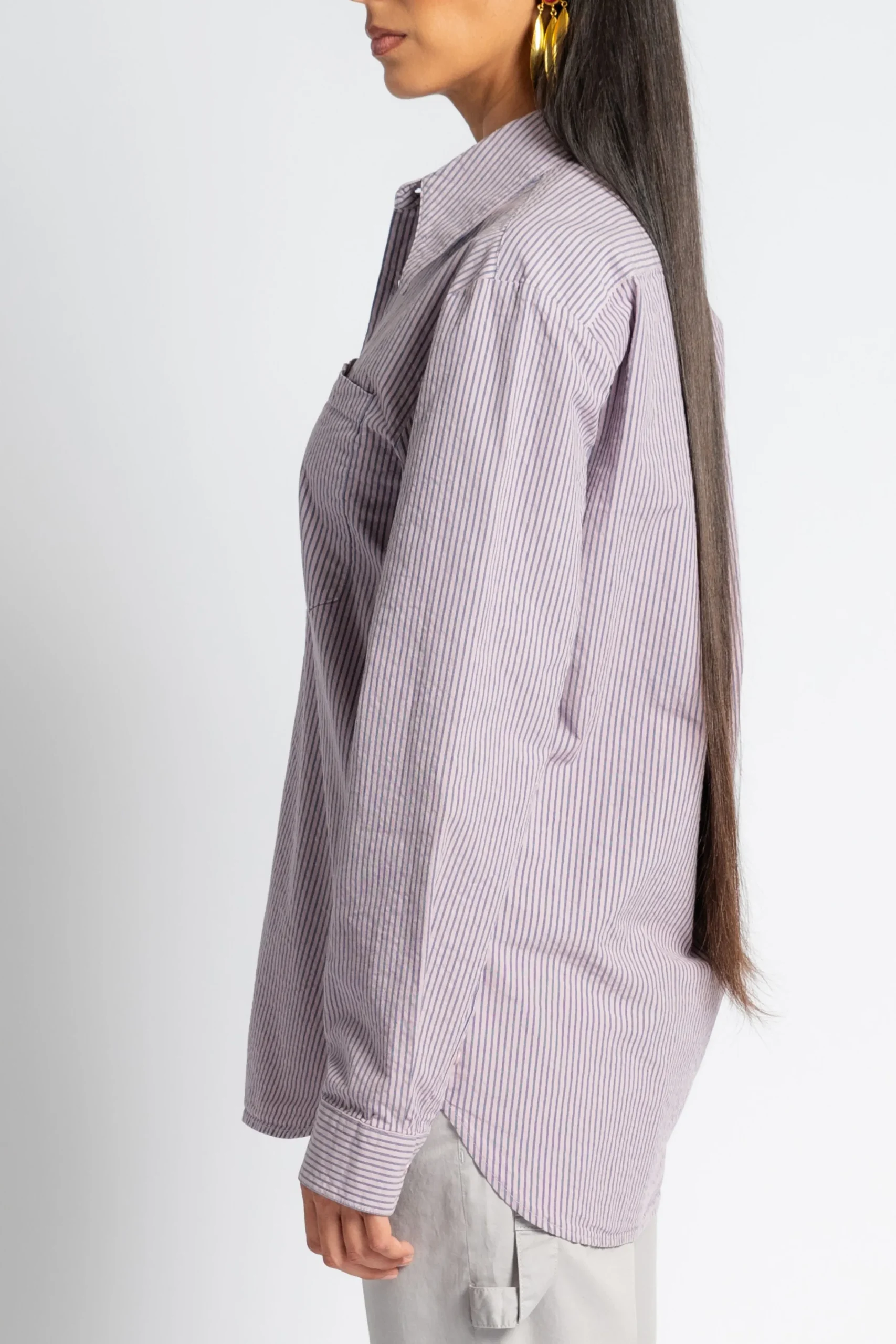 TIBI Garment Dyed Seersucker Classic Shirt | Shirts & Tops