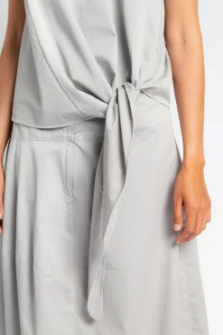 TIBI Garment Dyed Silky Cotton Tie Front Top | Statement Sets | Shirts & Tops