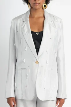 FORTE FORTE Habotai Silk Jacket With Beads | Coats & Jackets
