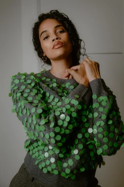 ZANKOV Ilaria Paillette Wool Sweater | Sweaters
