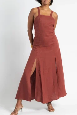 FORTE FORTE Linen Canvas Straps Dress | Maxi | Midi