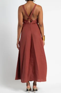 FORTE FORTE Linen Canvas Straps Dress | Maxi | Midi