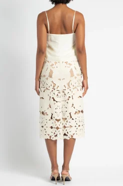FORTE FORTE Poetic Orchid Embroidery Vegan Leather Skirt | Skirts & Shorts