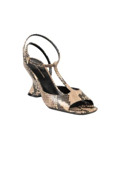DRIES VAN NOTEN Python T-Strap Wedge Sandals | Sandals