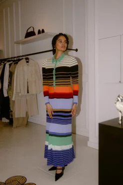 CHRISTOPHER JOHN ROGERS Rainbow Stripe Polo Dress | Knits