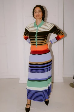 CHRISTOPHER JOHN ROGERS Rainbow Stripe Polo Dress | Knits