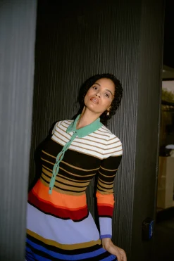 CHRISTOPHER JOHN ROGERS Rainbow Stripe Polo Dress | Knits