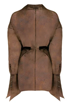 GRACE LING Rust Silk Satin Organza Stitches Wrap Shirt | Statement Sets | Shirts & Tops