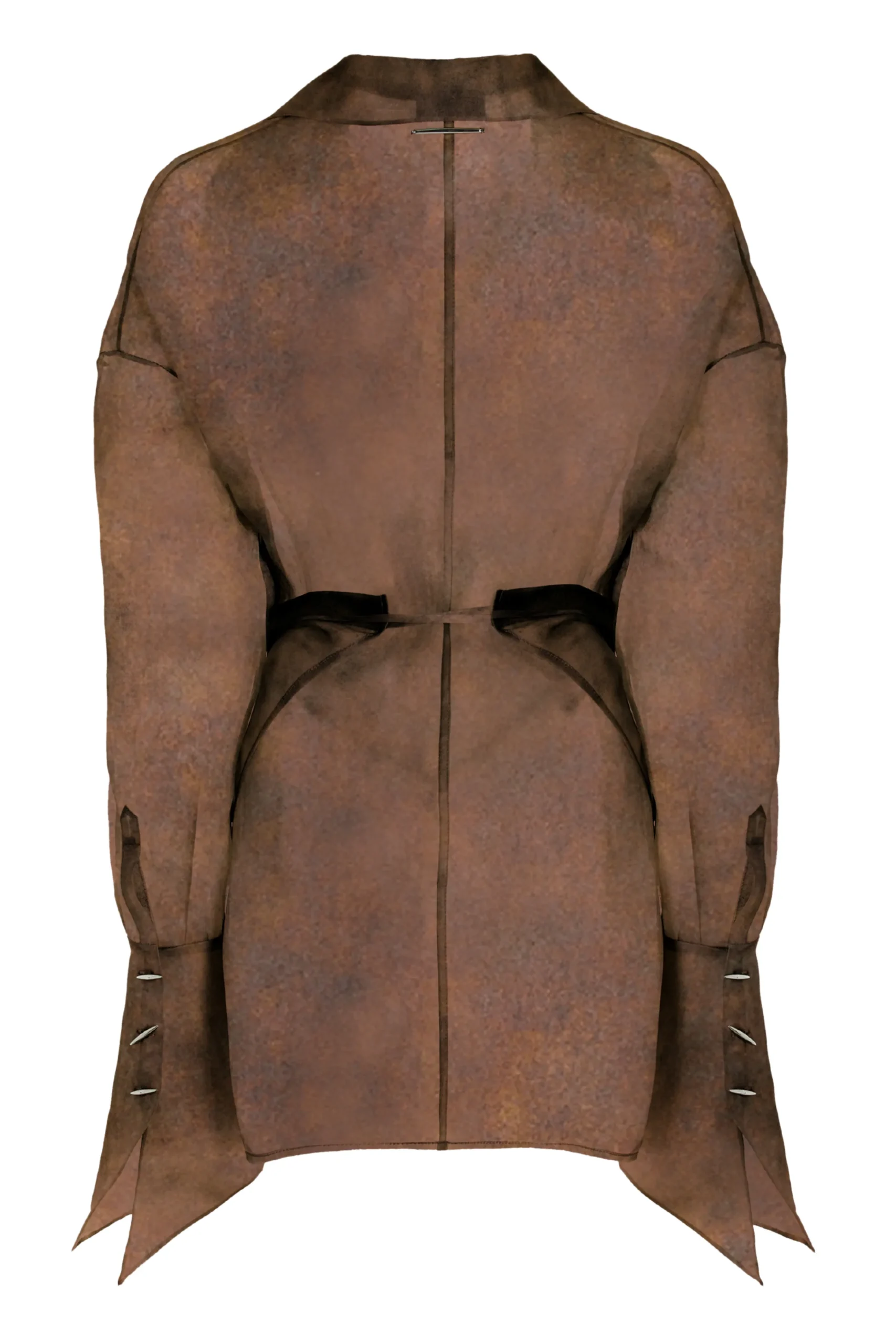 GRACE LING Rust Silk Satin Organza Stitches Wrap Shirt | Statement Sets | Shirts & Tops