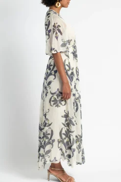 FORTE FORTE Secret Lily Print Linen Silk Gauze Dress | Midi | Prints