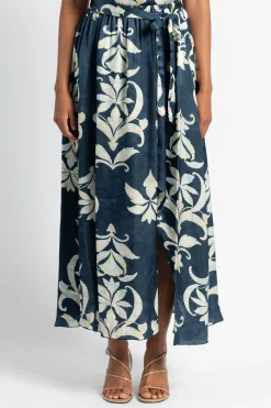 FORTE FORTE Secret Lily Print Viscose Satin Skirt | Statement Sets | Skirts & Shorts