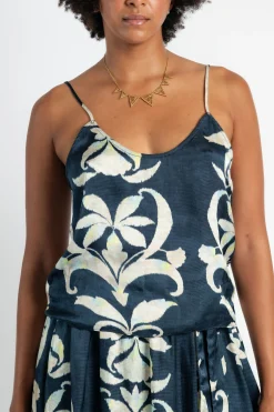 FORTE FORTE Secret Lily Print Viscose Satin Top | Statement Sets | Shirts & Tops