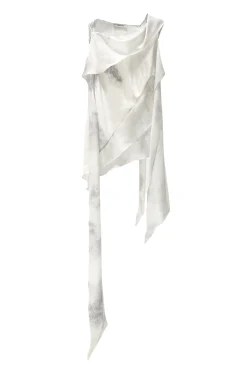 GRACE LING Silk Satin Chiffon Bias Scarf Top | Statement Sets | Shirts & Tops