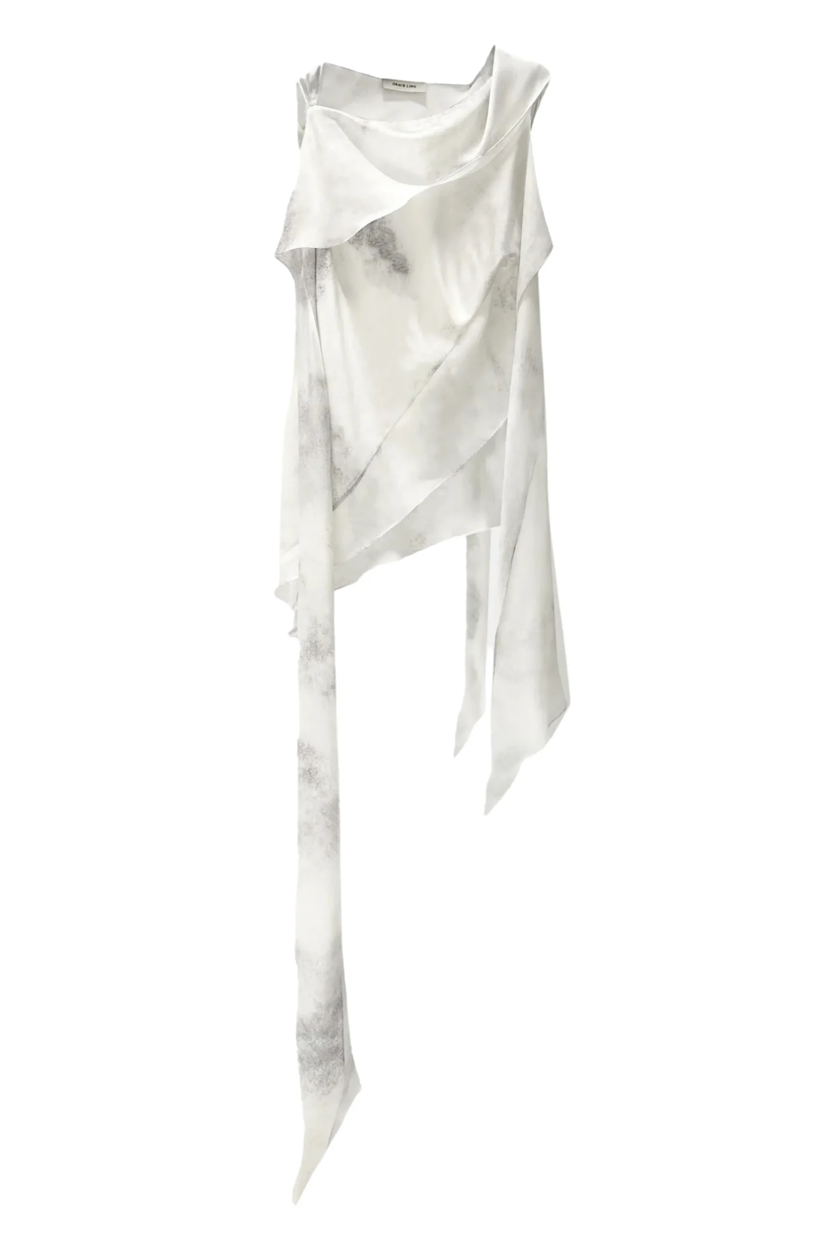 GRACE LING Silk Satin Chiffon Bias Scarf Top | Statement Sets | Shirts & Tops