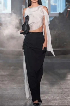GRACE LING Silk Satin Chiffon Bias Scarf Top | Statement Sets | Shirts & Tops