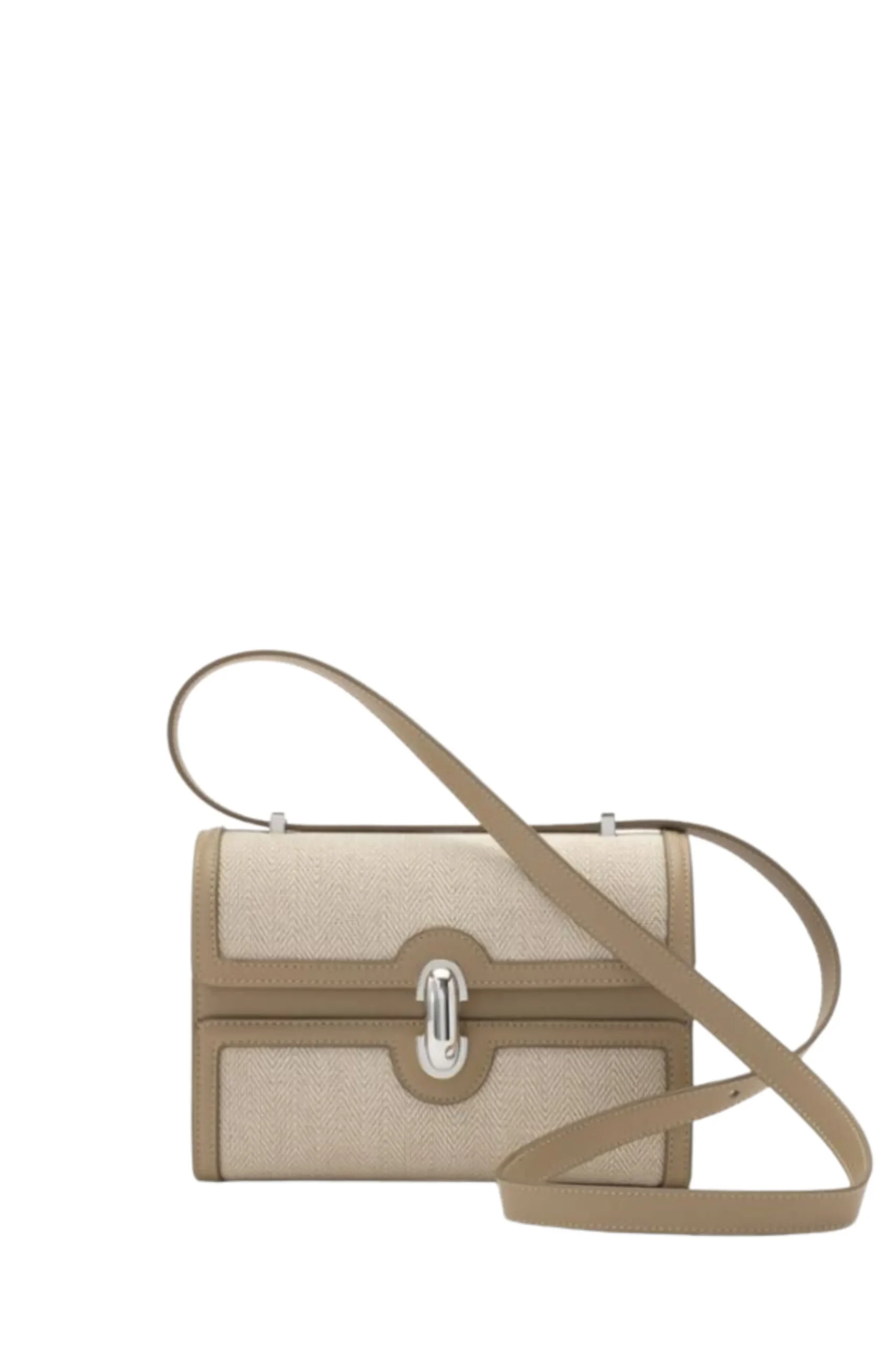 SAVETTE Symmetry 19 Handbag in Herringbone Linen | Shoulder Bags