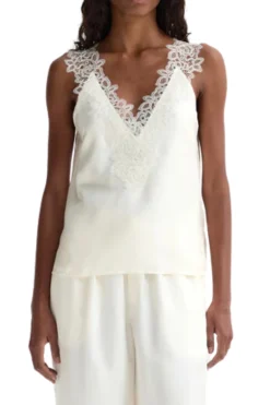 ROHE V-neck Silk Lace Top | Shirts & Tops
